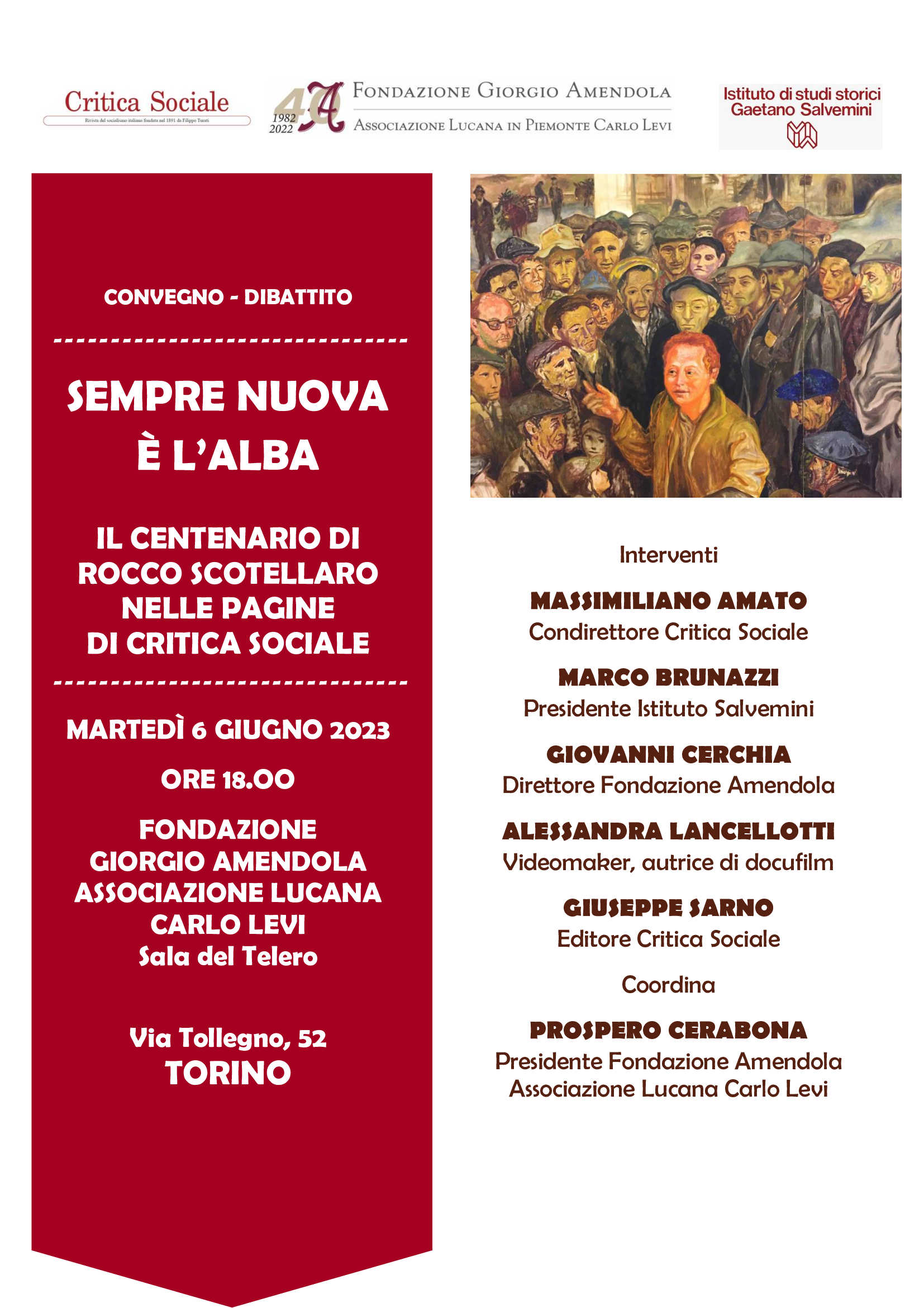 La monografia su Scotellaro il 6 giugno a Torino nella sala del Telero della Fondazione Amendola